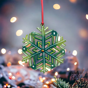 Large Green Yellow Snowflake Ornament