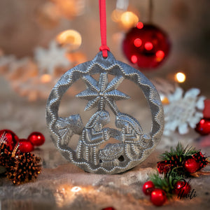 Nativity Ornament - Round Swirl