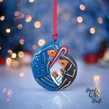 Load image into Gallery viewer, Nativity Ornament - Blue Brown