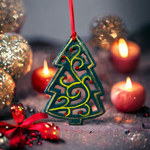 Load image into Gallery viewer, Christmas Tree Swirly Ornament - Painted