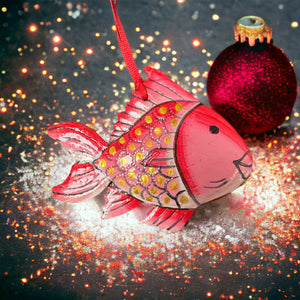 Fish Ornament - Painted Pink