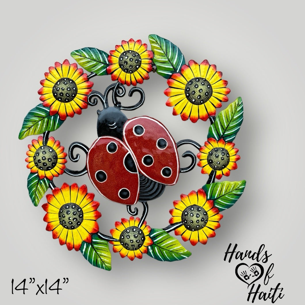 Ladybug with Sunflowers 14”