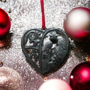 Heart Nativity Swirl Ornament