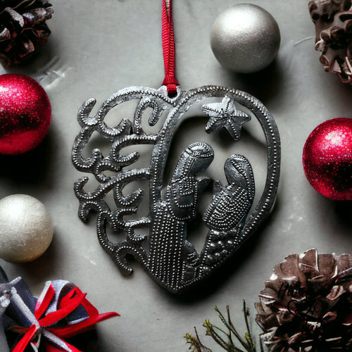 Nativity Swirl Heart Ornament