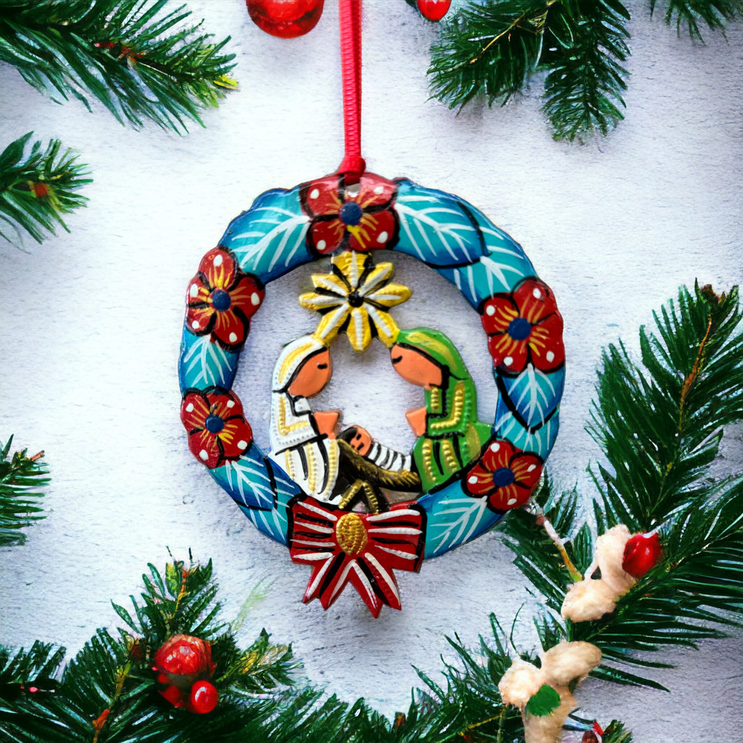 Nativity in Wreath Ornament
