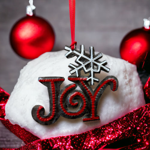 Joy Snowflake Ornament - Painted