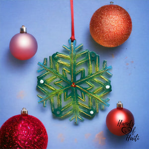 Large Green Blue Snowflake Ornament