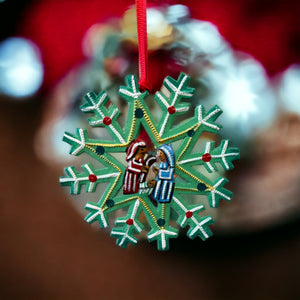 Snowflake Nativity Ornament - Green