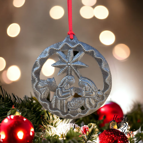 Nativity Ornament - Round Swirl