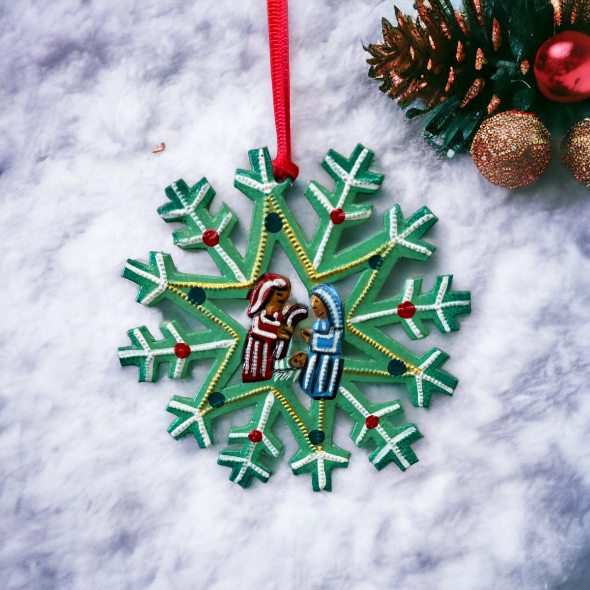 Snowflake Nativity Ornament - Green – Hands of Haiti