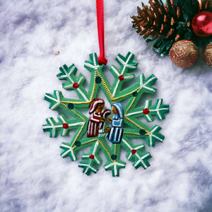 Snowflake Nativity Ornament - Green