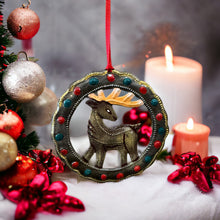 Load image into Gallery viewer, Deer in Wreath Ornament Painted