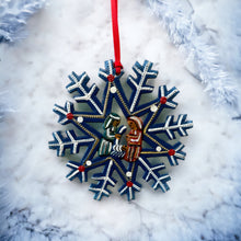Load image into Gallery viewer, Snowflake Nativity Ornament - Blue