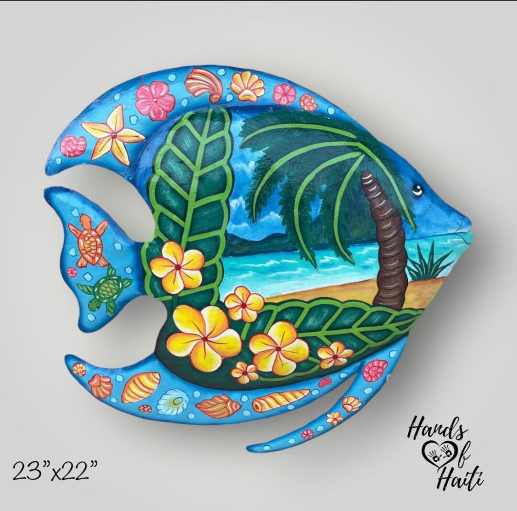 Fish Tropical Floral Beach Palm Tree - Large