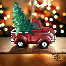 Load image into Gallery viewer, Red Truck Painted Ornamento