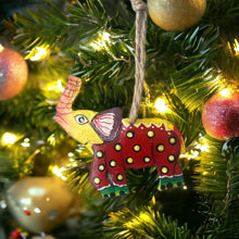 Load image into Gallery viewer, Elephant Ornament - Red / Yellow