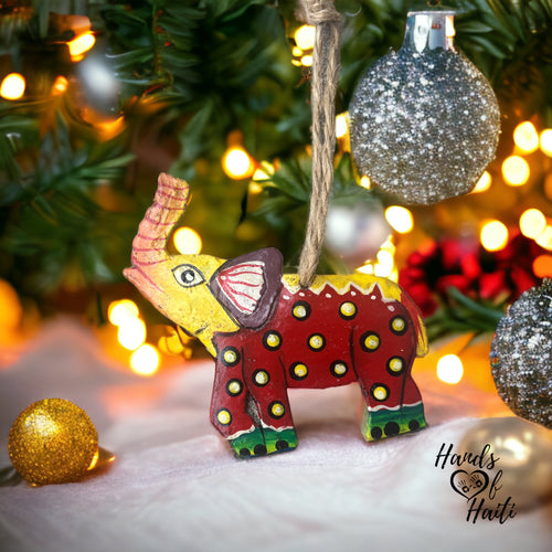 Elephant Ornament - Red / Yellow