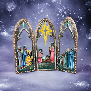 Tri Fold Nativity Painted