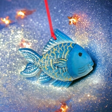 Load image into Gallery viewer, Fish Ornament - Painted Blue