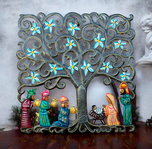 Nativity Hanging Blue Stars