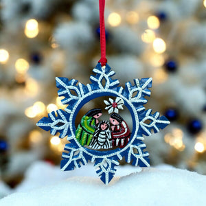 Nativity Ornament Blue Snowflake