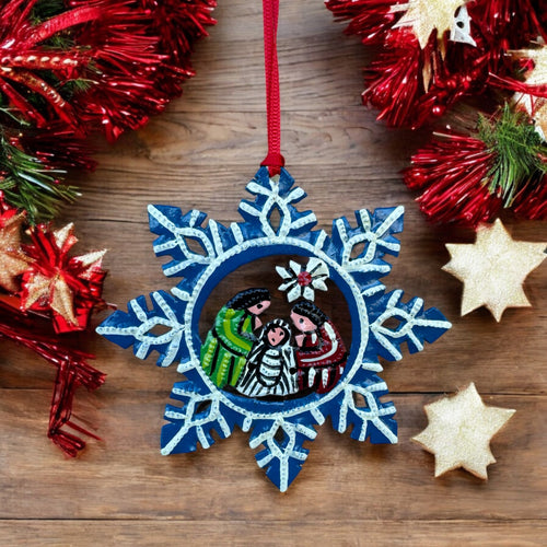 Nativity Ornament Blue Snowflake