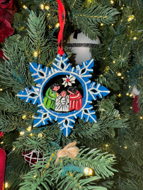 Snowflake Nativity Ornament - Blue – Hands of Haiti