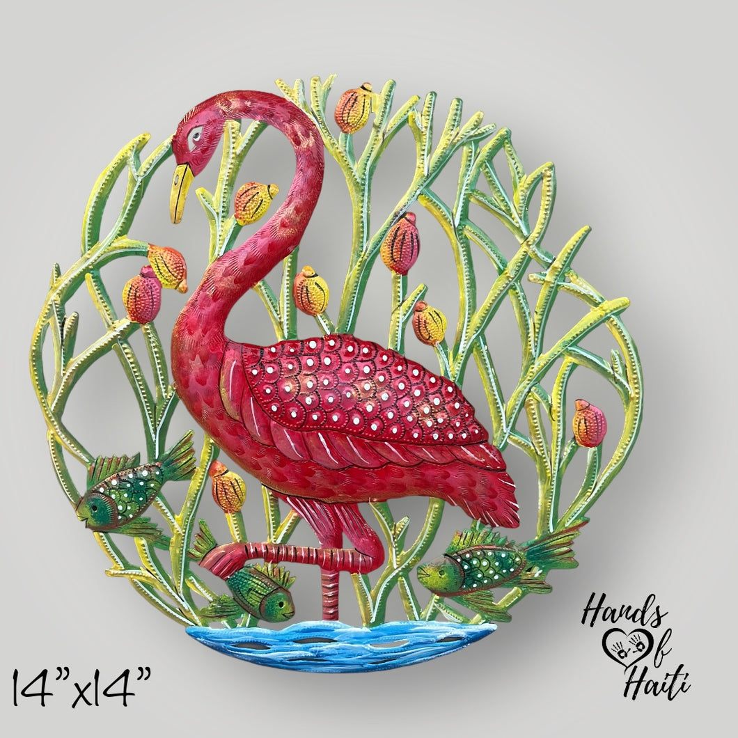 Flamingo with Fish - Small