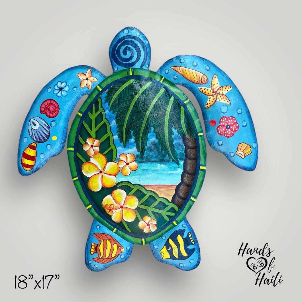 Turtle Tropical Floral Beach Palm Tree - Medium