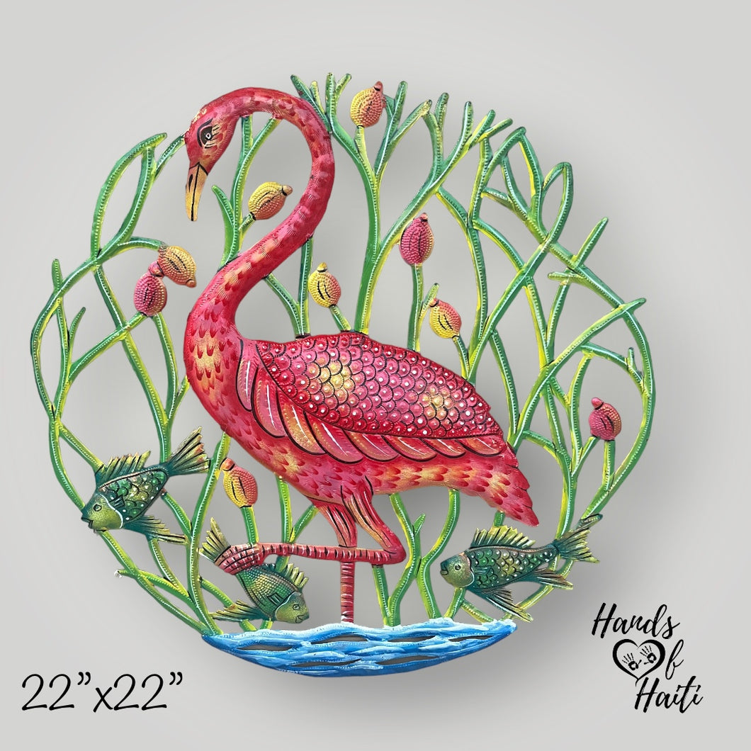 Flamingo with Fish - Large