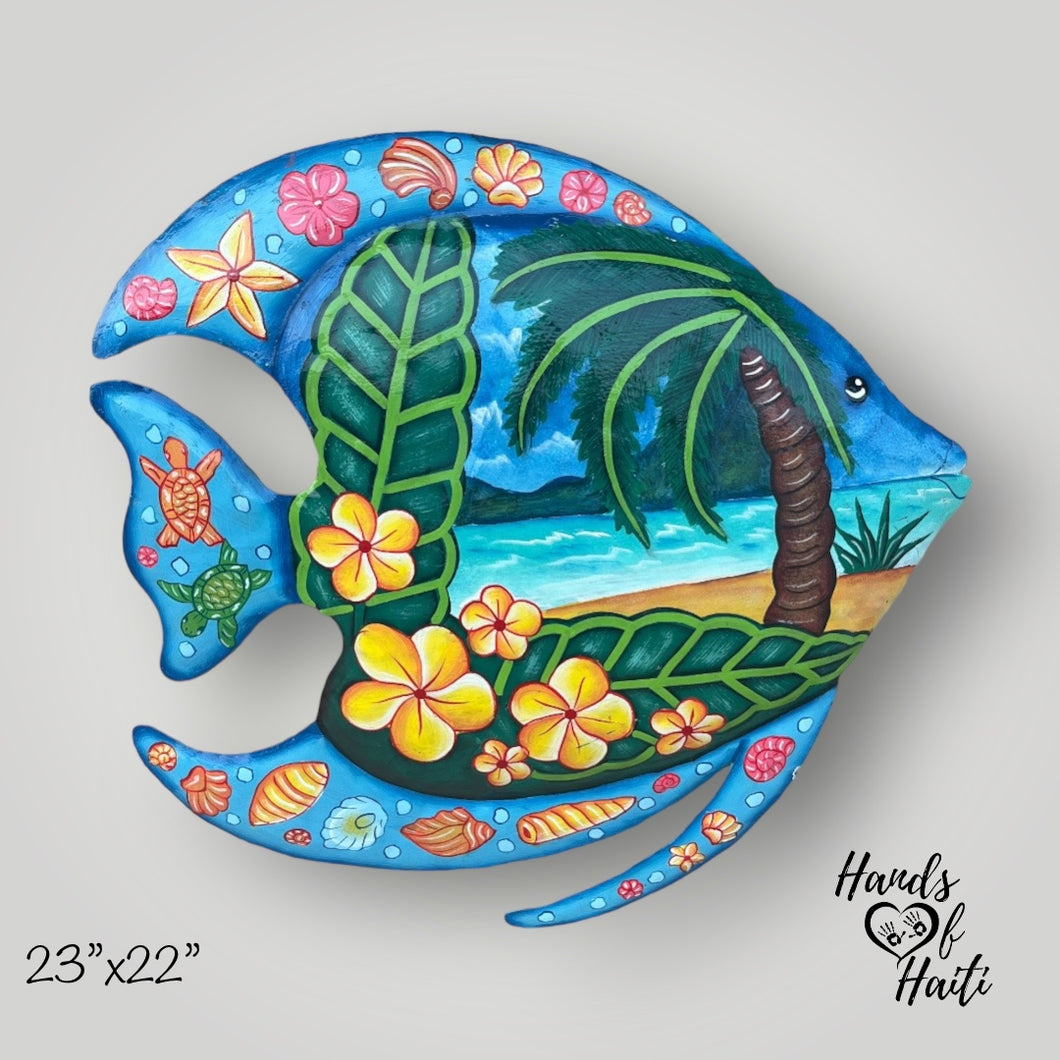 Fish Floral Beach Palm Tree - Large