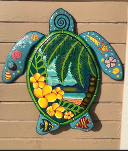 Turtle Tropical Floral Beach Palm Tree - Large