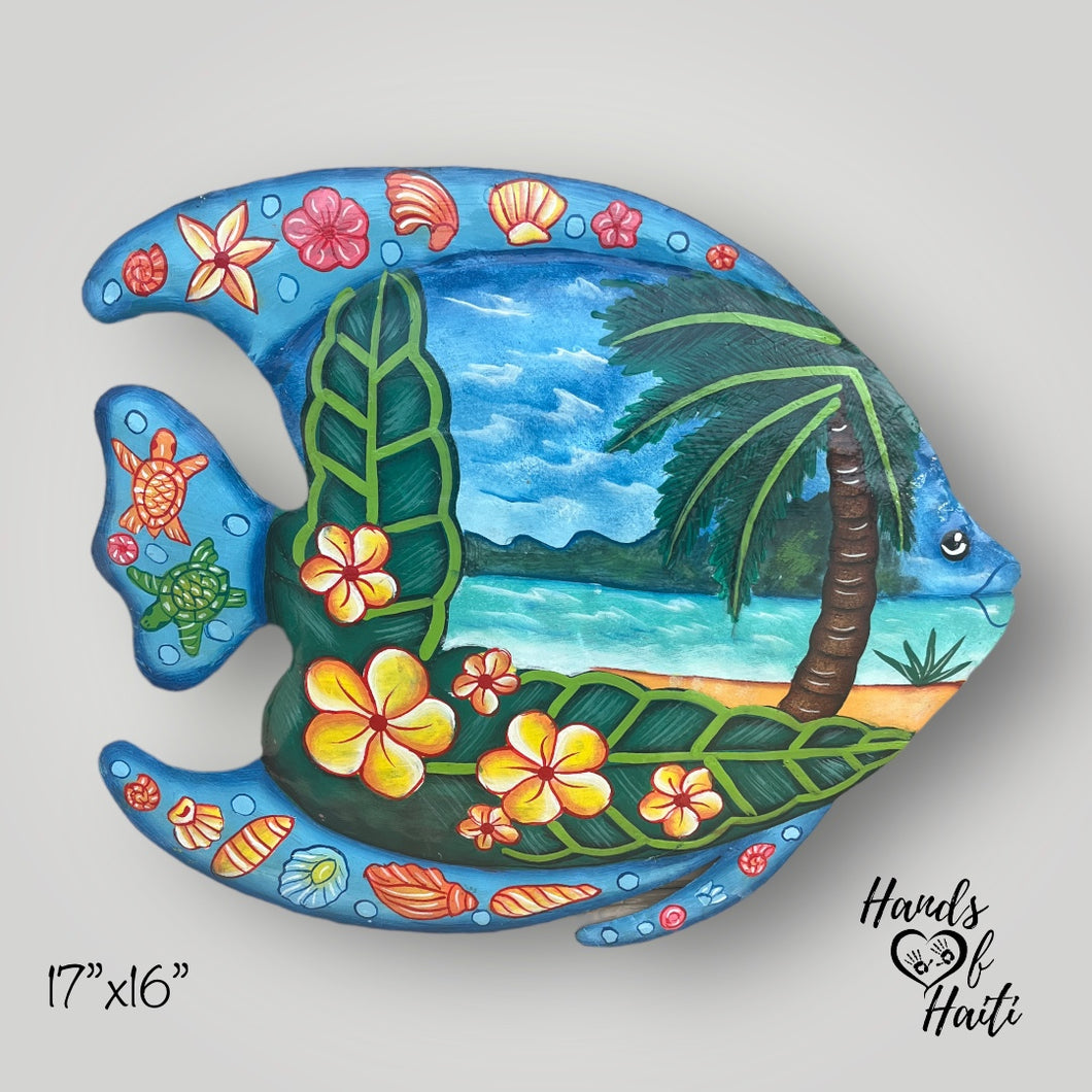 Fish Floral Beach Palm Tree - Medium