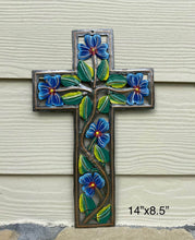 Load image into Gallery viewer, Blue Swirl Flower Cross