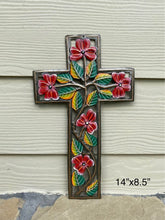 Load image into Gallery viewer, Red Swirl Flower Cross