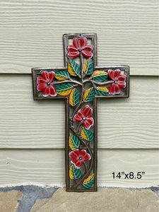 Red Swirl Flower Cross