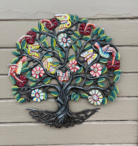 Floral Tree of Life with Birds and Butterflies  23”