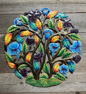 Floral Tree of Life with Yellow and Blue 21”