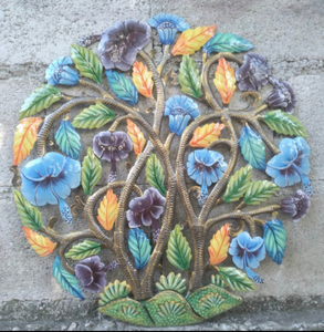 Floral Tree of Life with Yellow and Blue 21”