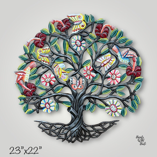 Floral Tree of Life with Birds and Butterflies  23”