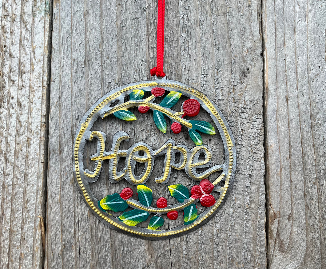 Cursive Hope Ornament - Painted