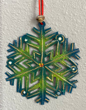 Load image into Gallery viewer, Large Green Blue Snowflake Ornament