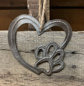 Paw Print Heart Ornament