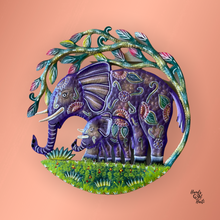 Load image into Gallery viewer, Mom and Baby Elephant - Painted