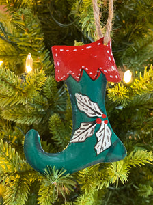 Stocking Green with Red Trim Ornament
