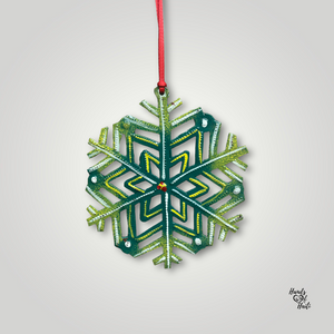 Large Green Yellow Snowflake Ornament