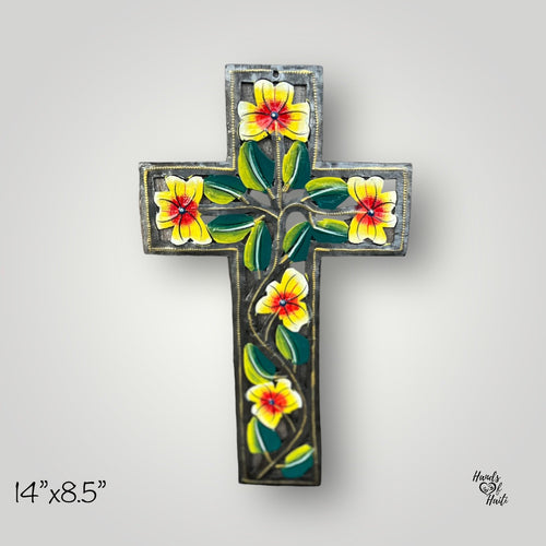 Yellow Swirl Flower Cross