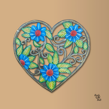 Load image into Gallery viewer, Blue Flower Sunflower Heart