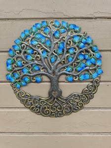 Blue Tree of Life with Heart Trunk and Flowers - 23'