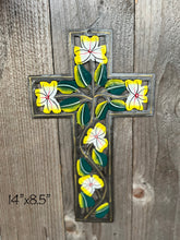 Load image into Gallery viewer, Yellow &amp; White Swirl Flower Cross
